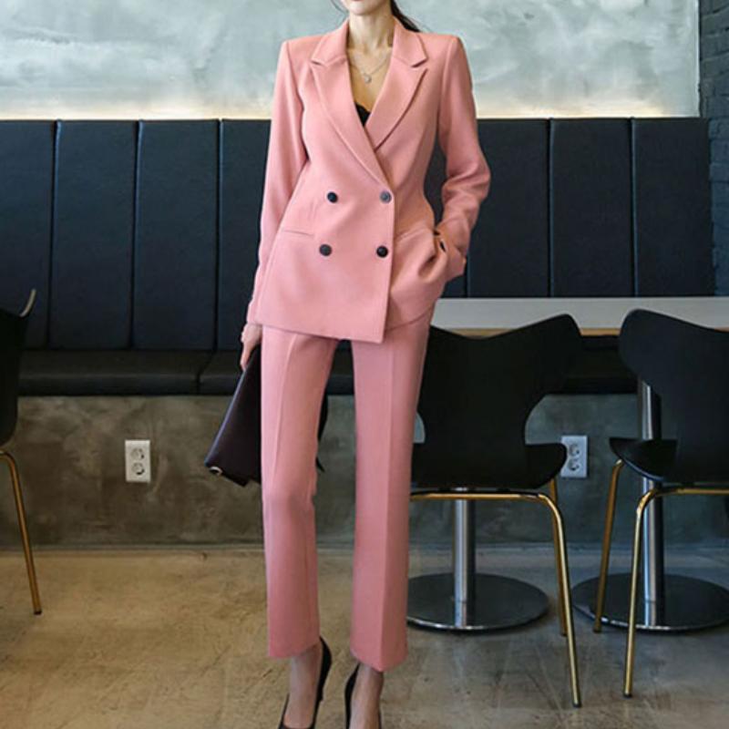 Женский осенний модный повседневный офисный элегантный формальный комплект из двух предметов