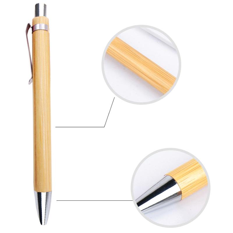 Набор из 10 шт., шариковая ручка из бамбукового дерева, наконечник 1,0 мм, синие, черные чернила, офисные, школьные канцелярские принадлежности, бизнес-зажим, шариковая ручка для подписи