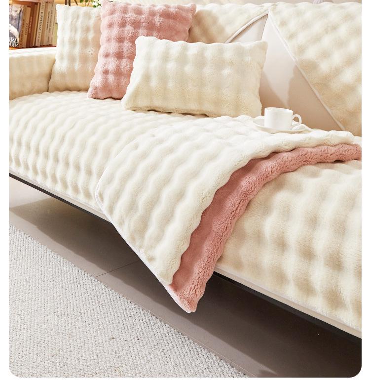2024 Internet Celebrity Plush Sofa Cushion: Thick, Non-Slip Winter Sofa Cover with Backrest Seat Cover