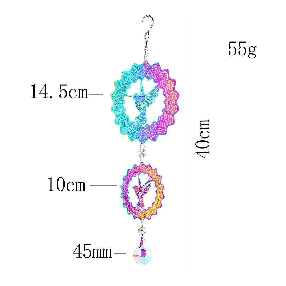 3D Colorful Hummingbird Mandala Wind Chime - Rotating Garden Decoration with Visual Effects