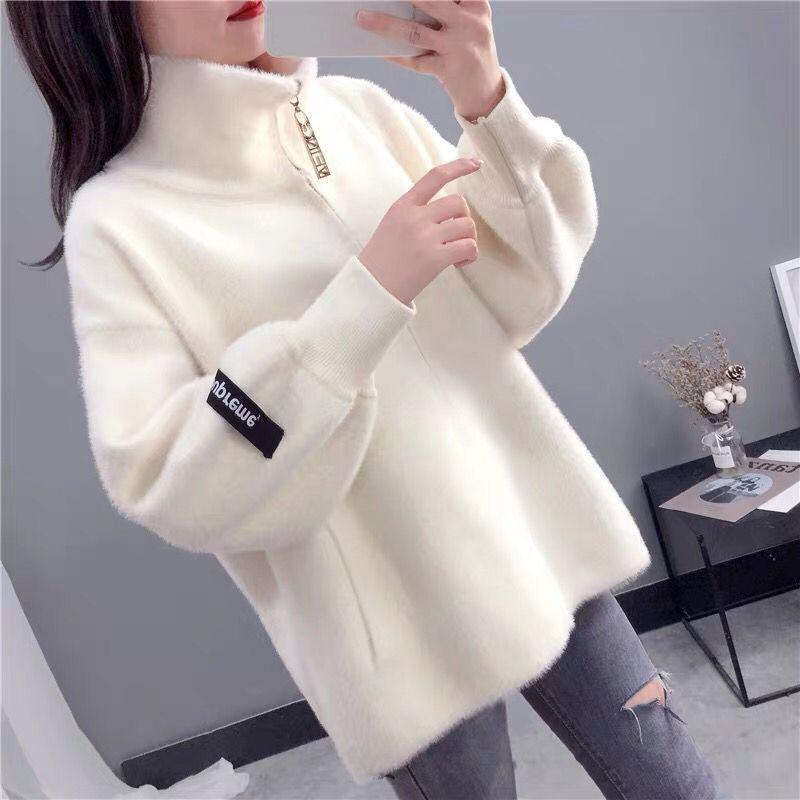 Осенне-зимний женский короткий вязаный кардиган с не теряющим мехом норковым бархатом, свободное пальто, утепленный универсальный топ