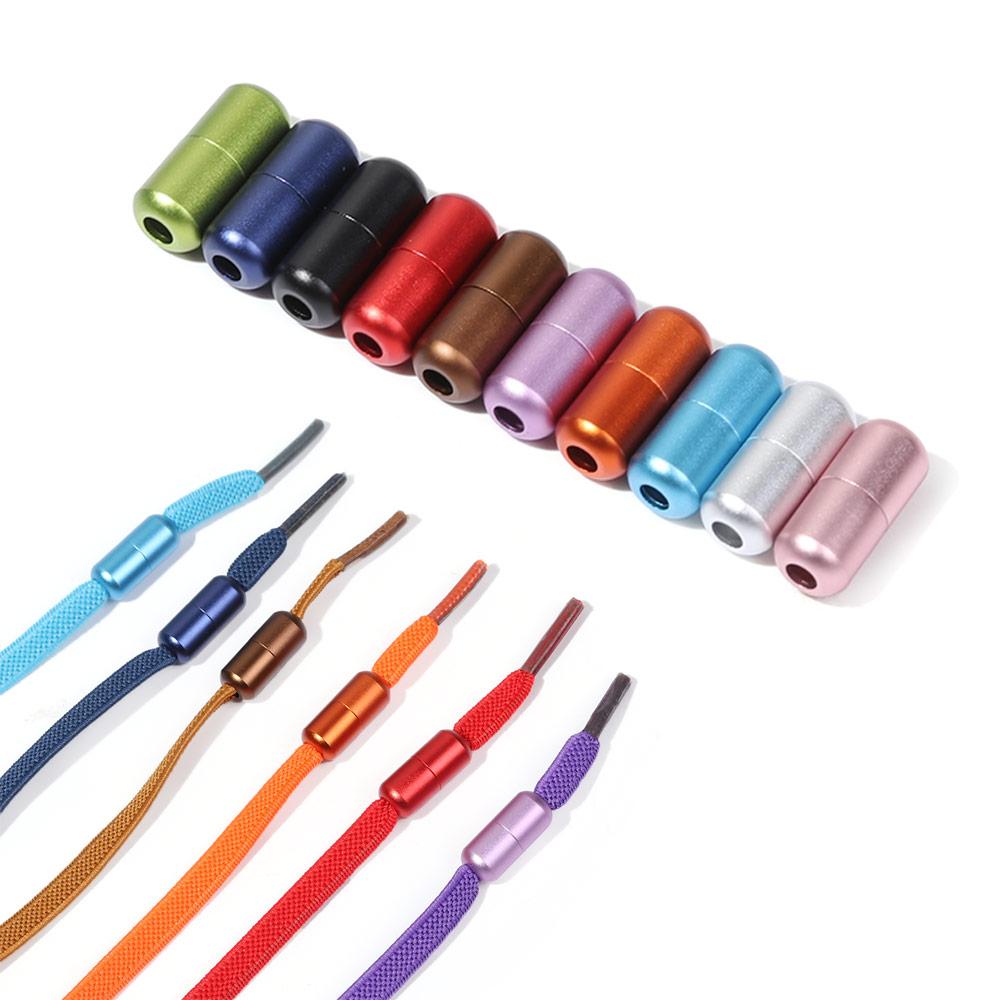 1 Pair Colorful Metal Aluminum Sports Shoelace Buckle Lock No Tie Shoelaces Fast Lacing Shoes Buckle