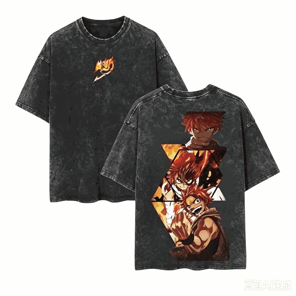 Hot Japanese Anime Fairy Tail Washed T Shirt Tshirt Y2k Unisex Gothic Cotton Oversized Tshirt Short Sleeve Casual Clothing