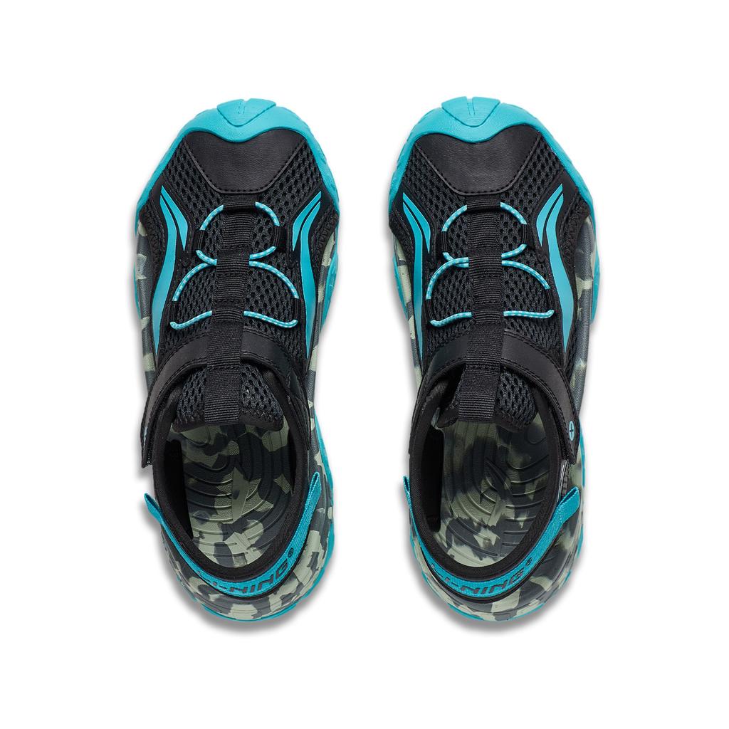 Li Ning Kids Sports Lifestyle Synthetic Leather Fashion Simple Versatile Lightweight Shock Absorbing Low Top Sandals Kids Sandals Black YKUT032-13A