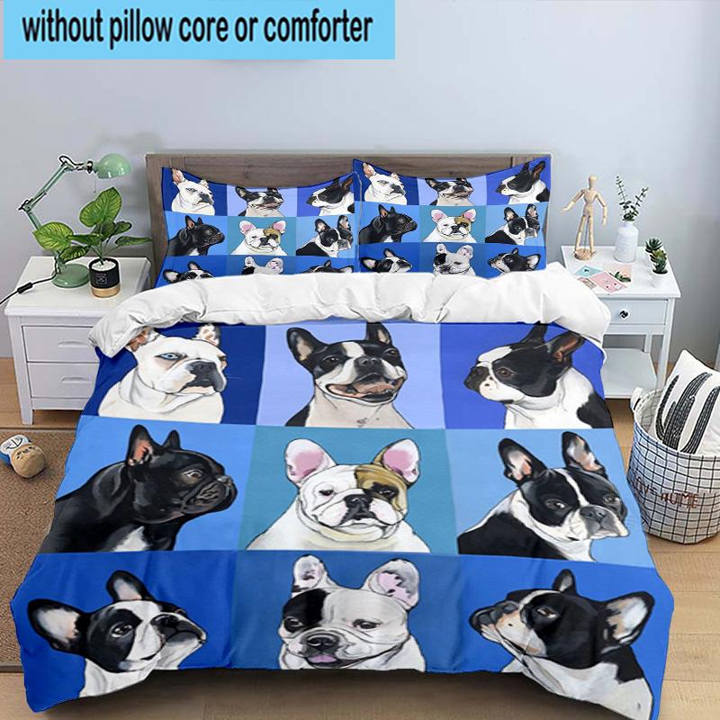 French Bulldog 3pcs Bedding,Including 1pc Duvet Cover And 2pcs Pillowcases Perfect for Christmas,Ideal for Bedroom, Dormitory