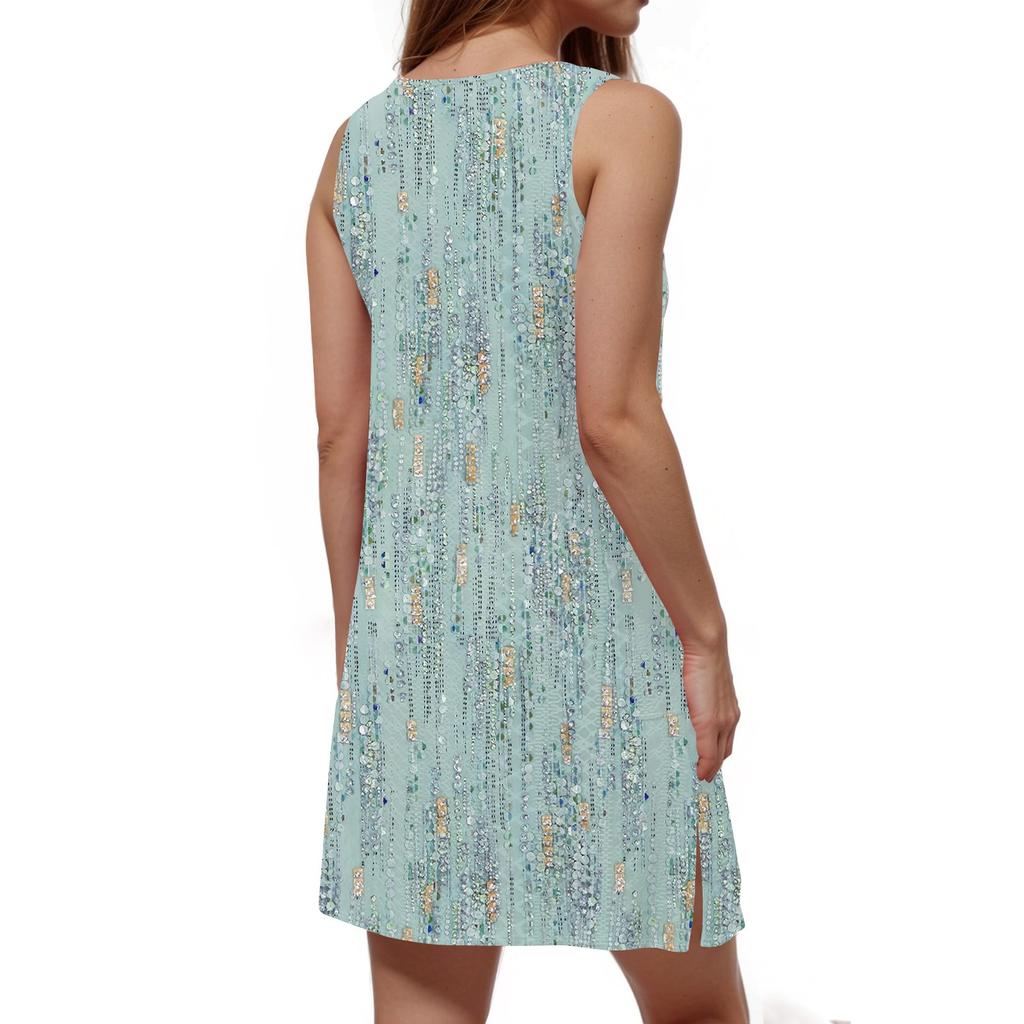 Женский повседневный сарафан с карманами, летнее пляжное платье в стиле бохо, футболки, платье с V-образным вырезом, свободные платья-майки