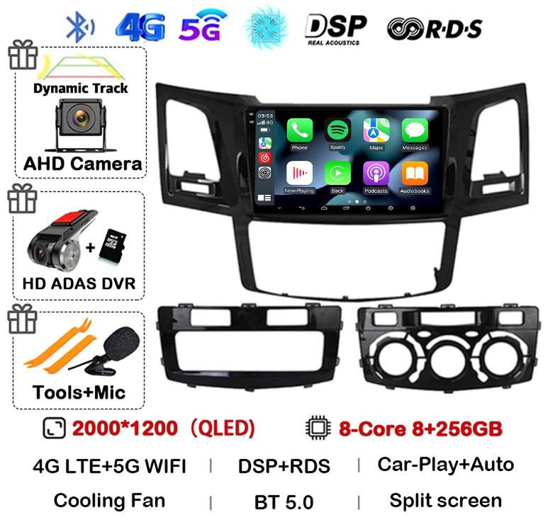 Android 14 Carplay Auto Для Toyota Fortuner HILUX Revo Vigo 2007-2010 2011 2012-2014 2015 Автомагнитола Мультимедийный плеер GPS Стерео