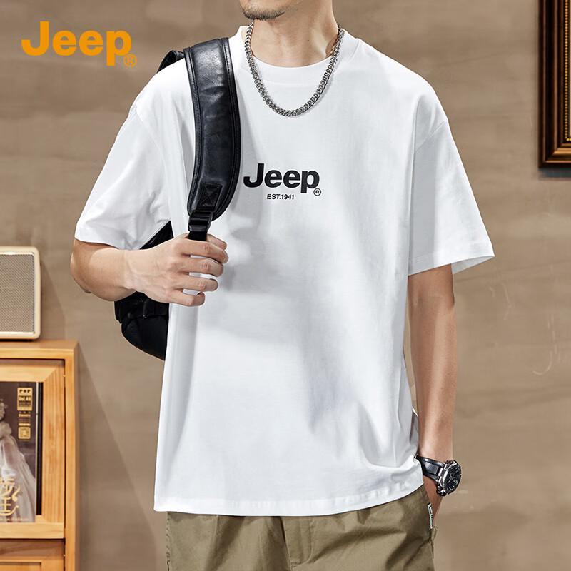 Jeep Мужская хлопковая футболка с пониженной линией плеча 260 г/м²