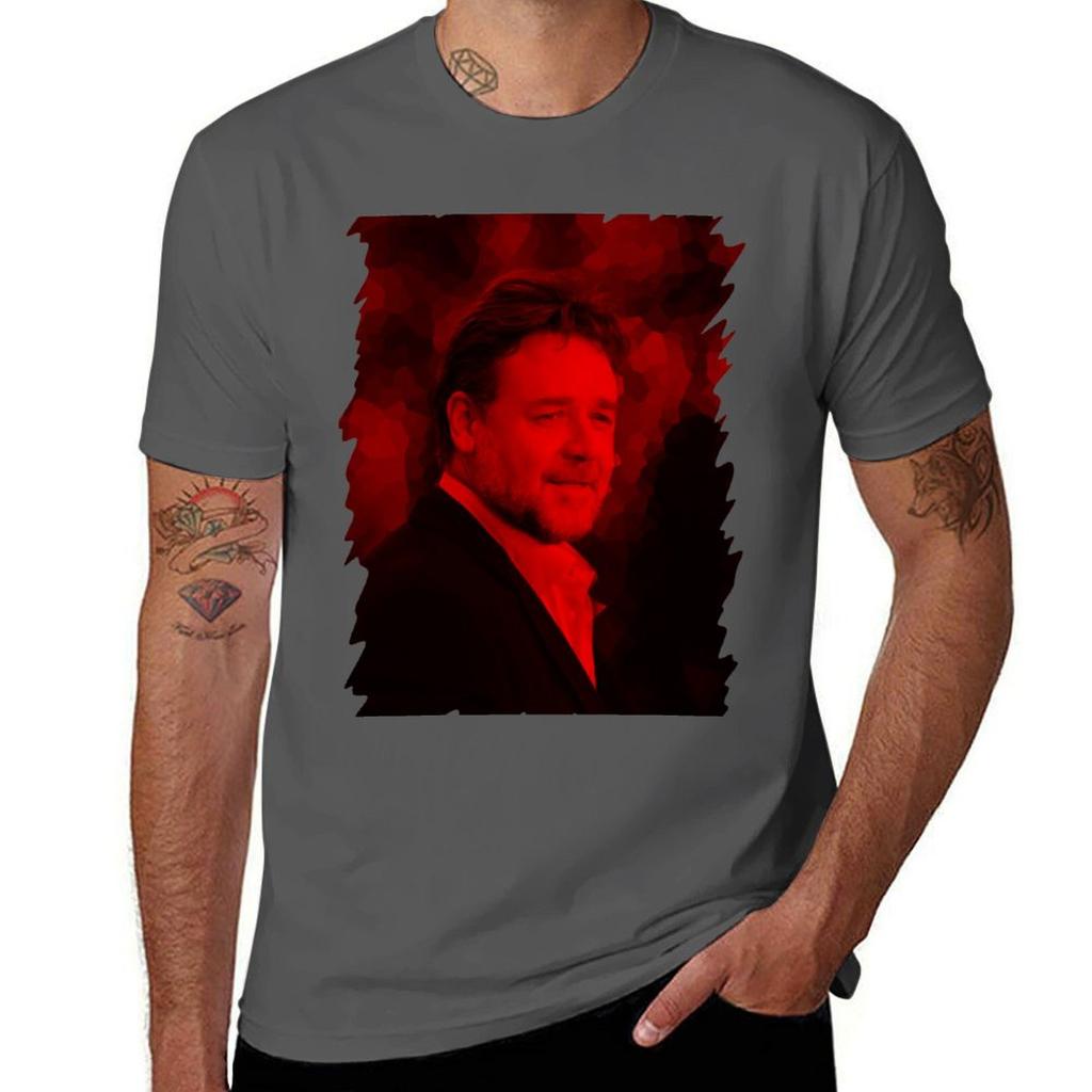 Russell Crowe Celebrity (Life Pose) Tshirt Retro Style Print Casual Top