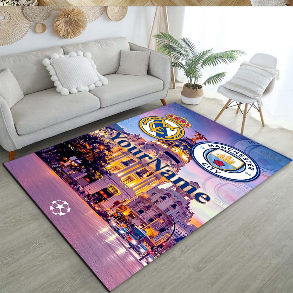 Manchester City Personalized Text Carpet Perfect for Study room Playrooms Decorate room Dormitory Anti-slip Rug Anime Office Decor Wedding Party Gift