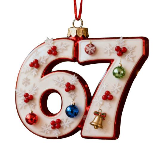 67 Christmas Ornament 2D Flat Funny Six Seven Meme Christmas Decoration Gifts for Teens Adults Humor Lovers
