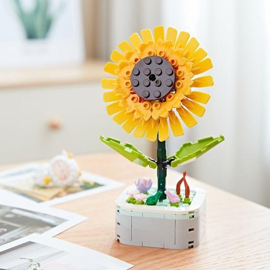 Building Block Bright Color Realistic Looking Smooth Edge Toy Parent-child Interaction Potted Plant Building Blocks DIY Assembly