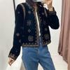 Spring Summer Women's Fashion Versatile Slim Fit Trendy Palace Embroidered Velvet Coat