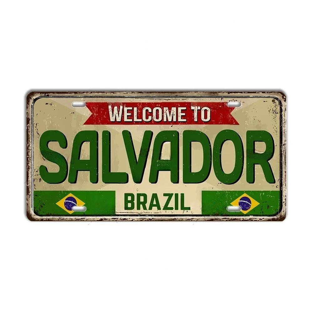 HD Metal Tin Sign Vintage Brazil Cities License Plate Style Retro Wall Art Decor for Home Bar Garage
