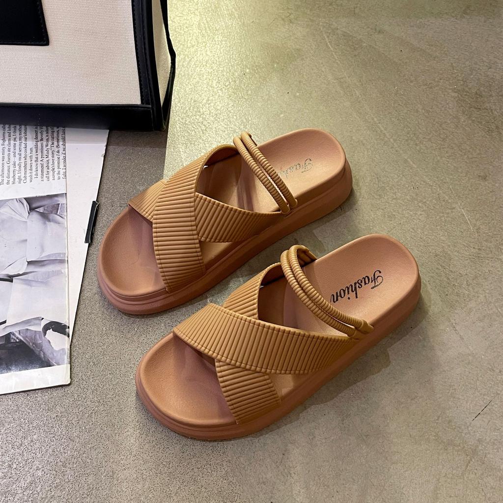 Тапочки на плоской подошве женская верхняя одежда лето новая повседневная Xiaoxiangfeng сандалии с толстой подошвой мода кекс фея стиль одно слово перетаскивание