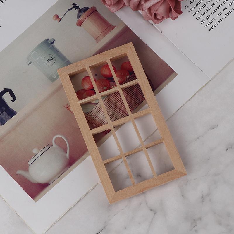 1:12 Dollhouse Miniature Wooden 12-Pane Window Frame Model Accessories Toys