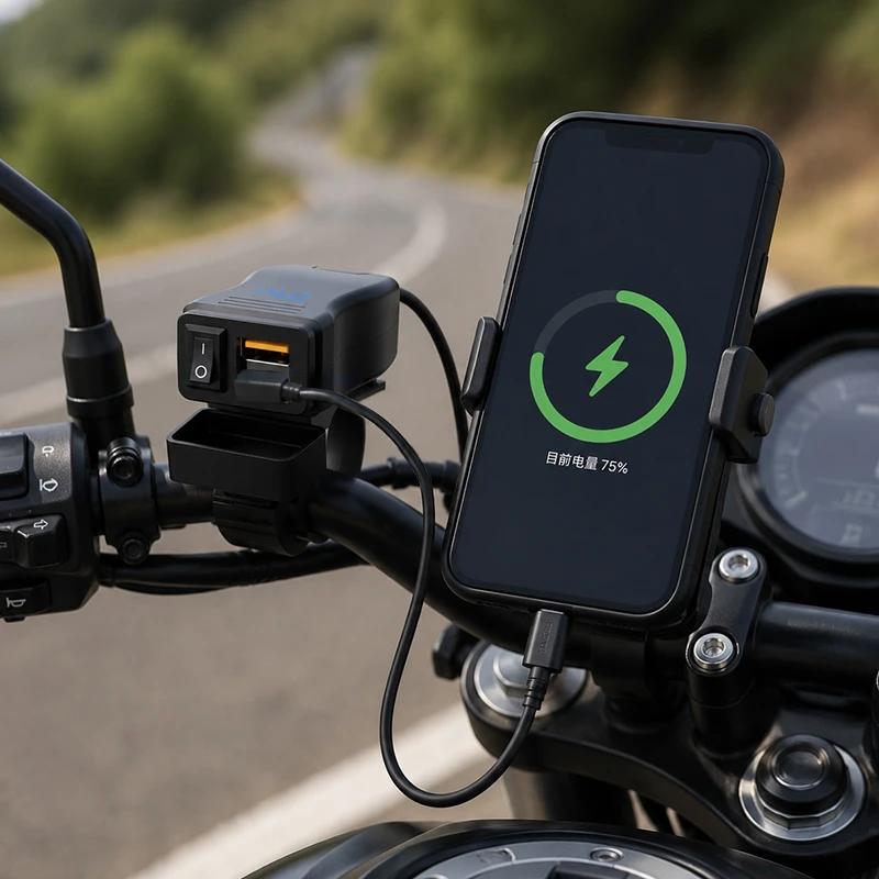 Nouveau chargeur USB rapide pour moto, double ports USB, adaptateur d'alimentation avec voltmètre, étanche, entrée de tension large plage 12V-40V