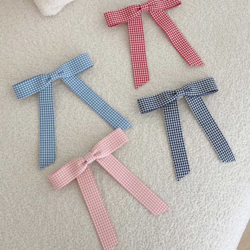 ФАНТАСТИЧЕСКАЯ ПЛАНЕТА заколка для волос с лентой в клетку гингем (4colors)