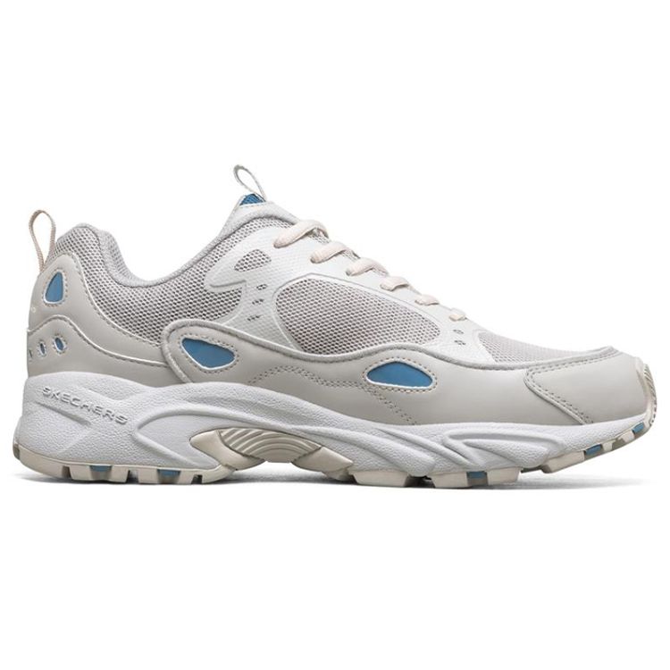 Skechers Stamina Men Grey Blue Low Top Dad Shoes Mesh Synthetic Leather Comfortable 666096-GYBL