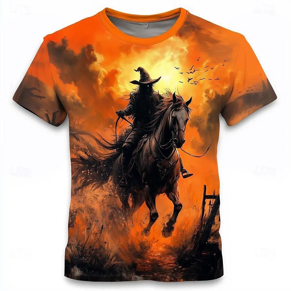 2026 Halloween Theme Men's Pumpkin T Shirt Short Sleeve T Shirt 3D Print Crew Neck Shirt Horror Party Street Casual Tees Tops