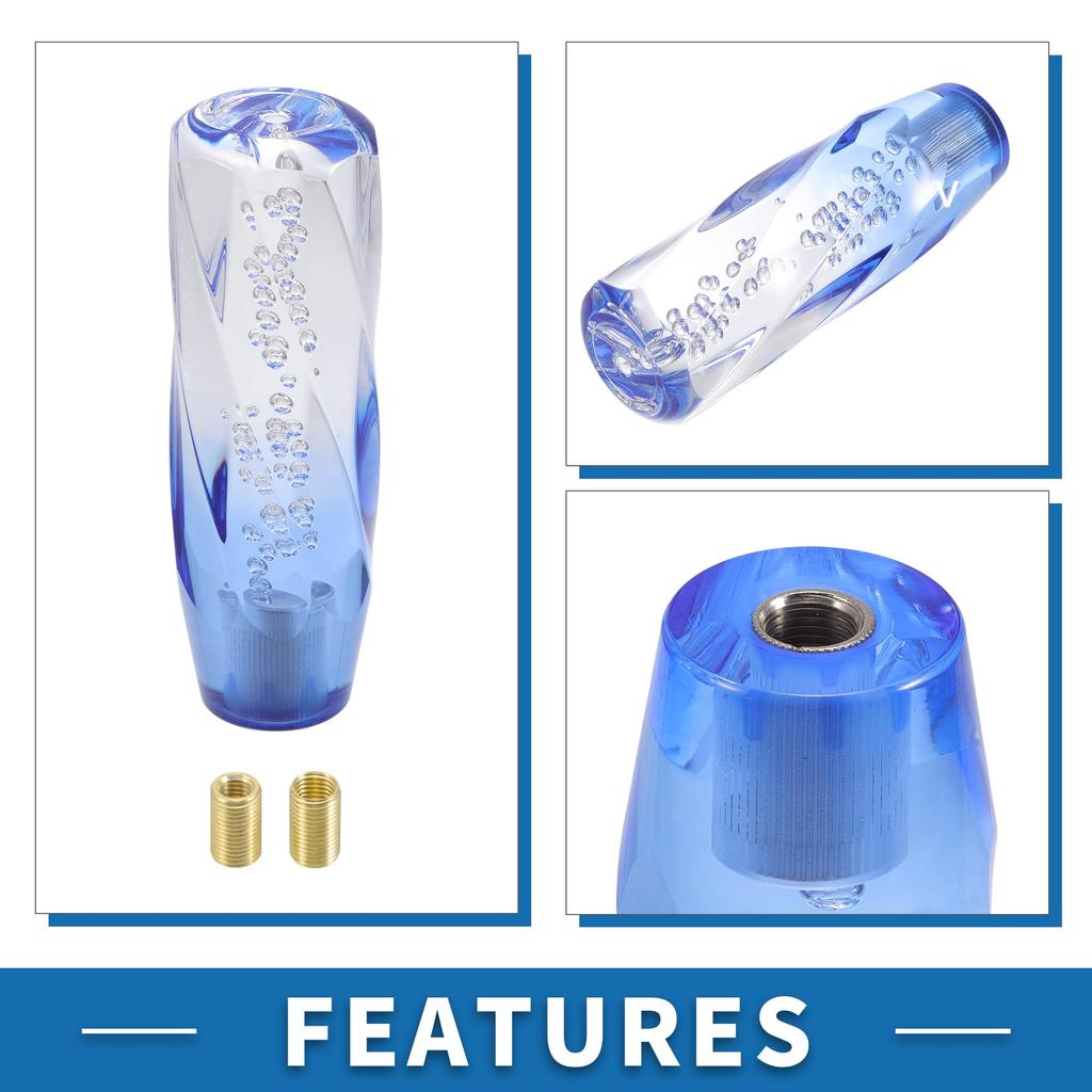 AABSOPRO Универсальная ручка переключения передач 15 см Ручка рычага переключения передач с 2 адаптерами для автомобилей с автоматической и механической коробкой передач Акриловая Синяя Прозрачная