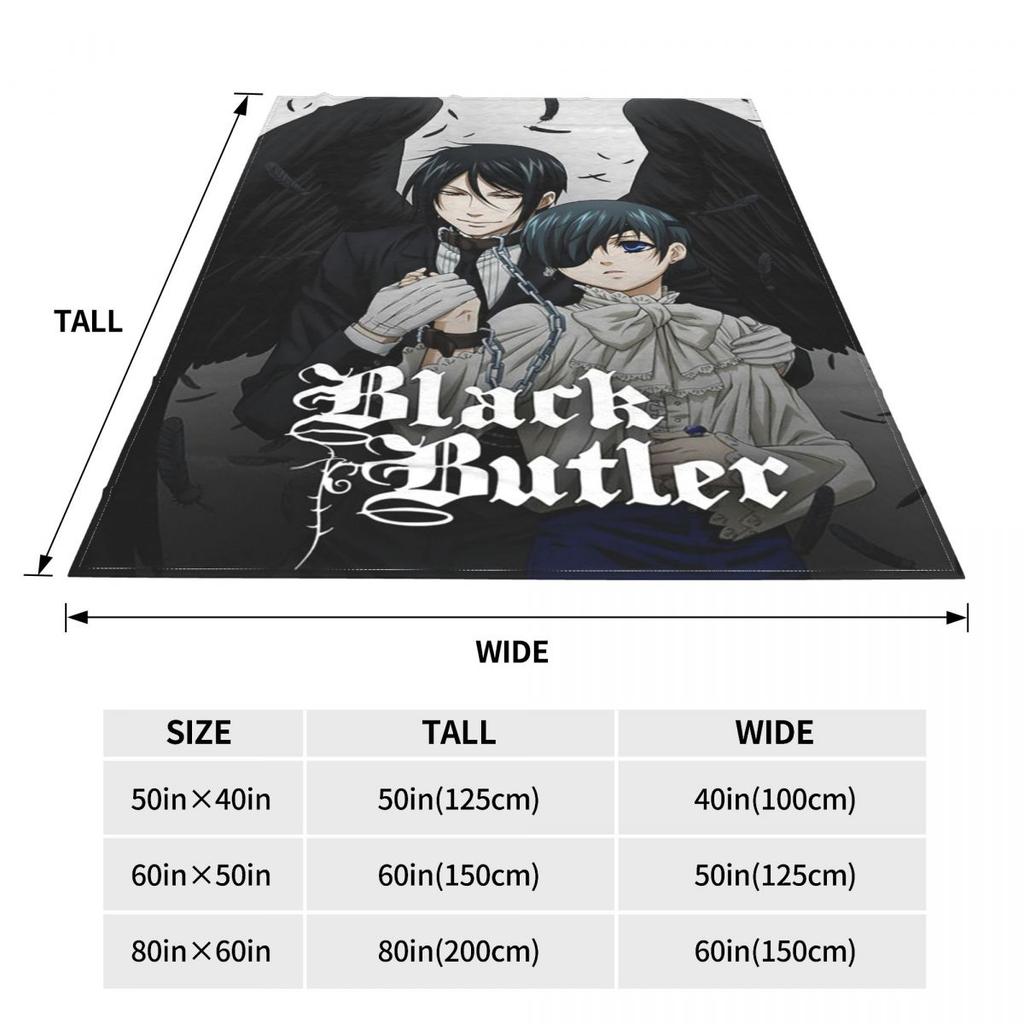 Black Butler Japanese Anime Kuroshitsuji Blankets Flannel Summer Breathable Soft Throw Blanket for Sofa Car Bedspread