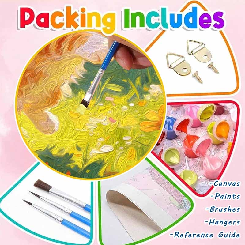 DIY Paint by Numbers Kit. Orange Cat and Butterfly Garden Art Craft for Home Wall Decor. 84 characters.