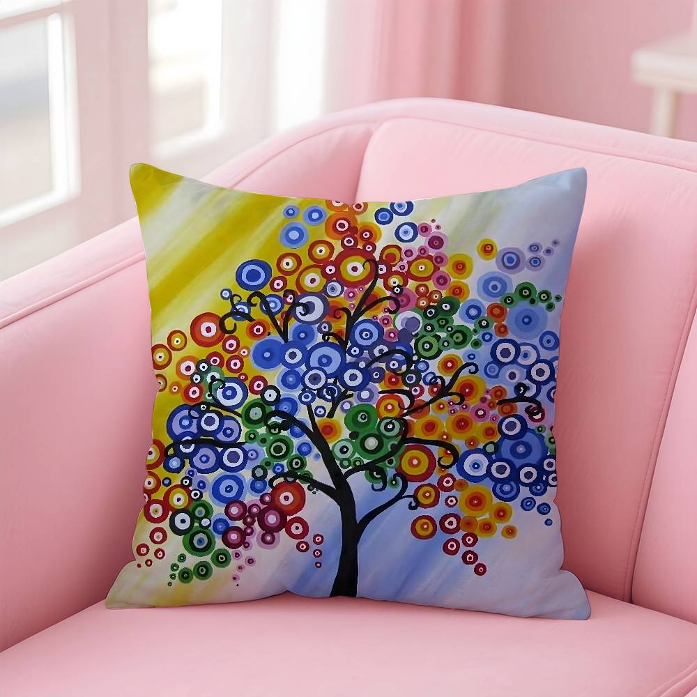 Colored Tree Pillow Case Pattern Printing Pillowcase Living Room Sofa Cushion Cover Bedroom Room Decor