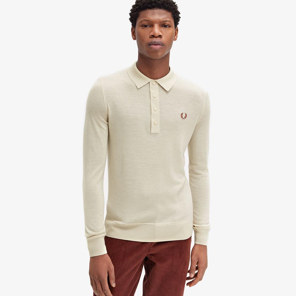 FRED PERRY [Sharp] Fine Knit Long Sleeve Shirt (691) Afpm2438534-691