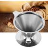 Pour Over Coffee Dripper, Cone Paperless Stainless Steel Coffee Filter with Non Slip Cup Stand Double Layer Reusable Mesh Coffee Maker for Home