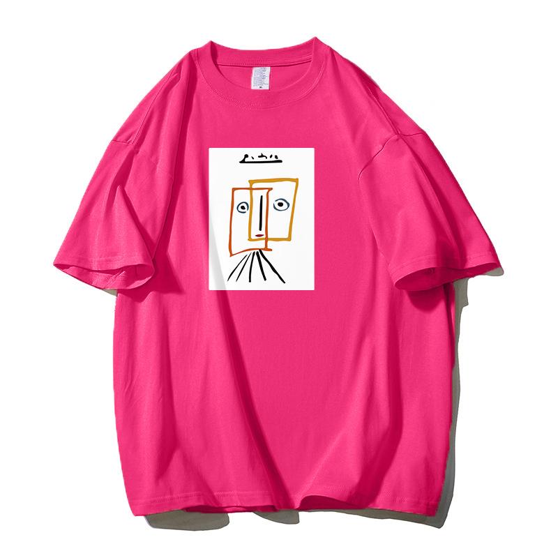 Shellsuning футболка с мультяшным принтом женская летняя модная повседневная простая простая футболка с коротким рукавом из 100% хлопка мягкие футболки женские негабаритные базовые топы для пар