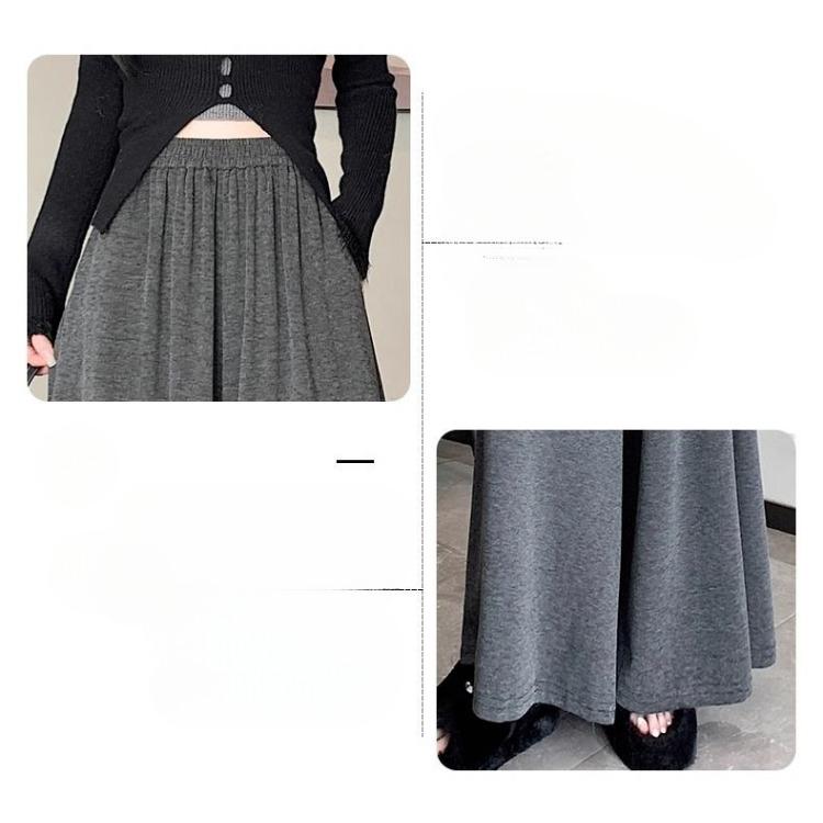Модная юбка-трапеция с высокой талией, однотонная, широкая, с эффектом похудения, для осени/зимы