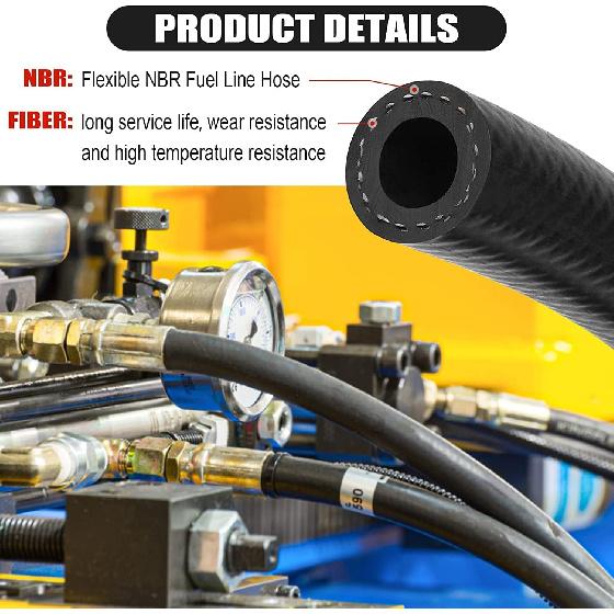 1/4 Inch (6Mm) ID Fuel Line Hose 20FT NBR Rubber Push Lock Hose High Pressure 300PSI For Automotive Fuel Systems Engines…