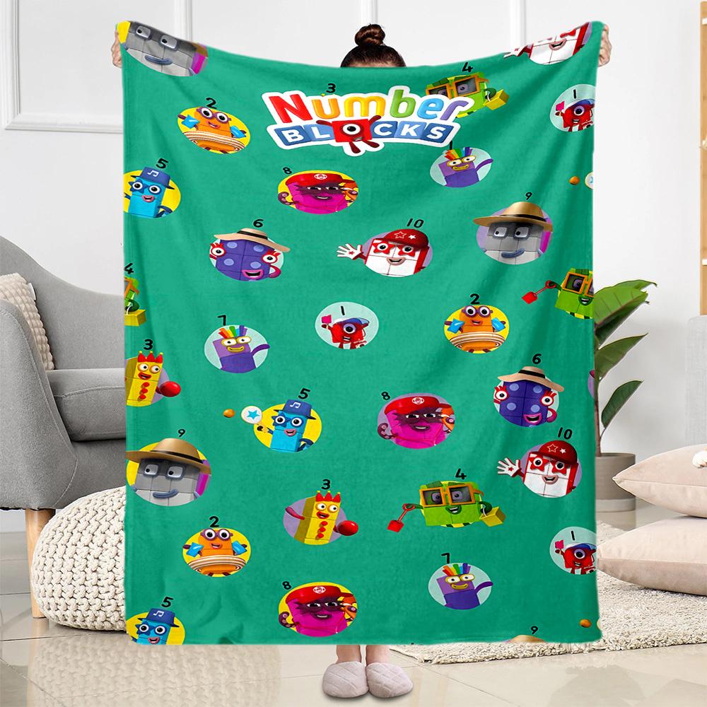 Number Blocks Adventure Flannel Blanket-Soft and Suitable for Sofas,Beds,Offices,Travel,All Seasons,Great Gift for Holidays and Birthdays.
