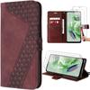 Case - Xiaomi - Redmi Note 12 5G - Red - Embossed Leather Effect - 2 Tempered Glasses