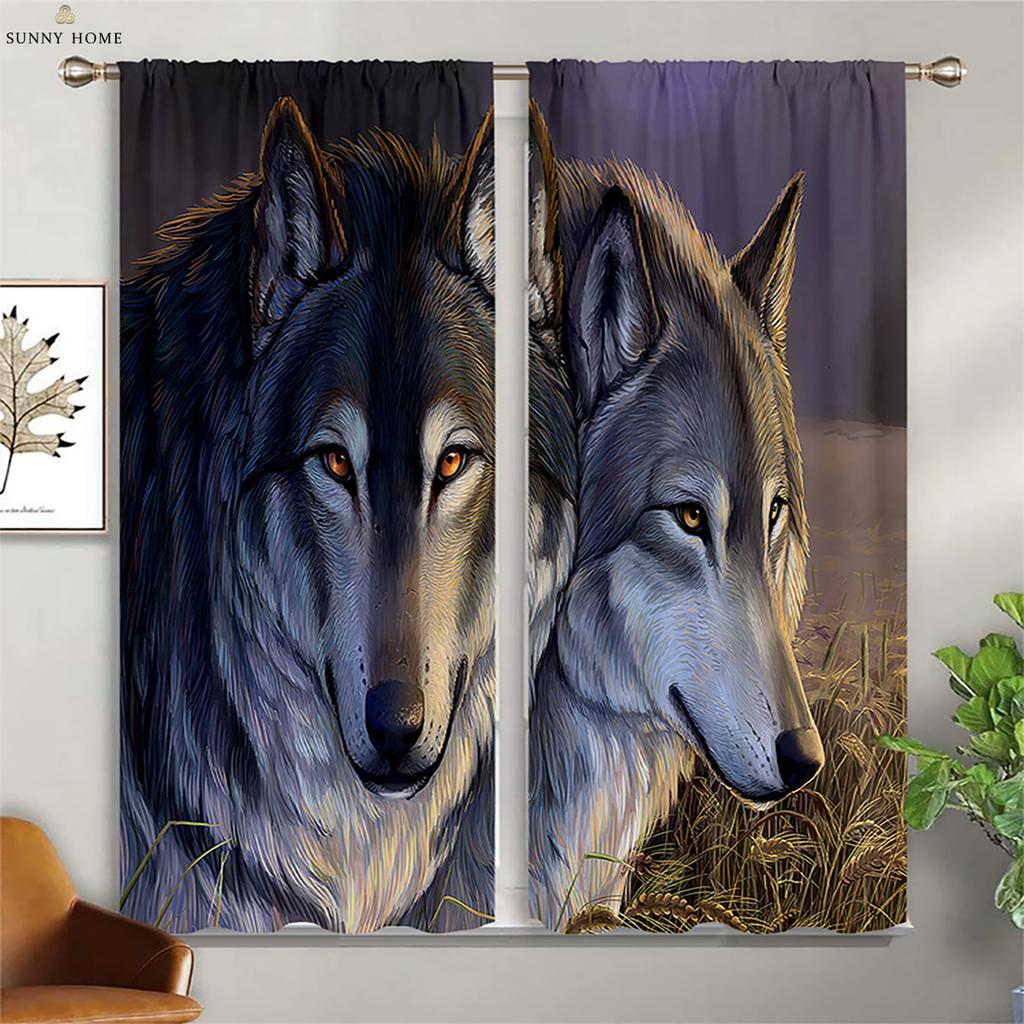 Плотные теплоизоляционные шторы Dream Starry Sky Wolf Print Curtains Детская комната Гостиная Уличные декоративные шторы