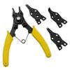4-in-1 Red/Yellow Circlip Pliers: Multi-Head Retaining Ring Tool for Internal/External Circlips and Shaft Spring Assembly/Disassembly.