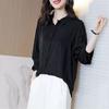 Female Clothing Korean Loose Shirt Polo-Neck Casual Fashion Single-breasted Diamonds Spring Autumn Commute Long Sleeve Blouse
