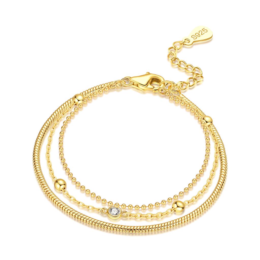 New 925 Silver Exquisite Golden Starry Bracelet Chain Link Women Bracelet Birthday Festival Jewelry Gifts