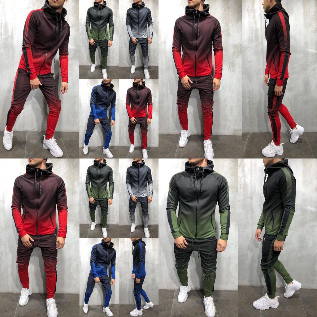Премиальный мужской спортивный костюм-двойка: худи и джоггеры облегающего кроя с карманами на молнии