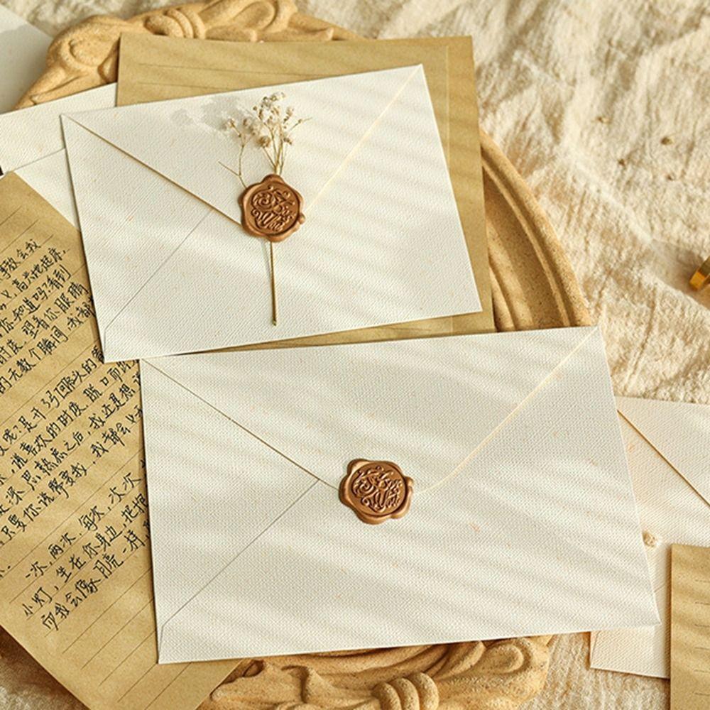 10Pcs Linen Texture Blessing Thank Envelope Simple Greeting Card Retro Envelope Thanksgiving Day