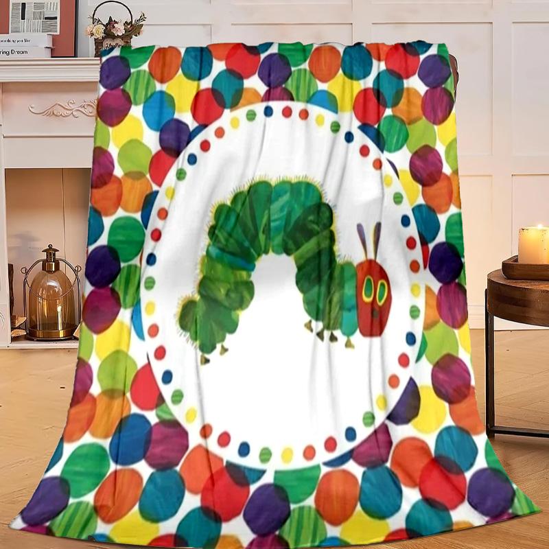 1PC Colorful Colorful caterpillar Flannel Blanket Gift, Suitable for Both Men And Women, Soft Ideal for Beds And Sofa, Birthday Or Christmas Gift