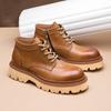 American Tooling Boots Men'S Martin Boots Thick-Soled Medium-Top Rhubarb Boots Genuine Leather Cowhide Casual Men'S High-Top Shoes