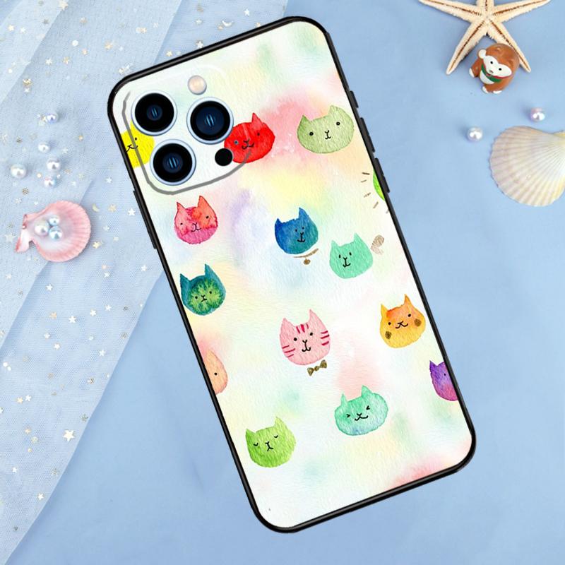 Милый Мультяшный Кот Чехол Для iPhone 17 Pro Max 16 15 13 12 11 14 Pro Max Plus 12 13 Mini 16e 17 Air Задняя Крышка