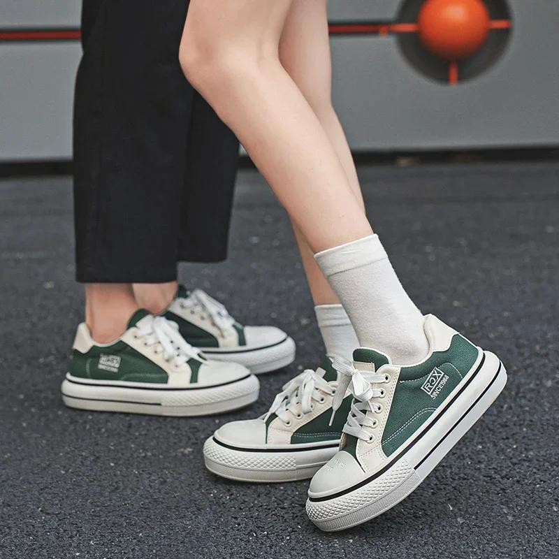 Men's Canvas Sneakers Brand Low Top Black Harajuku Big Head Platform Men Canvas Shoes Men Breathable Sport Casual Board Shoes