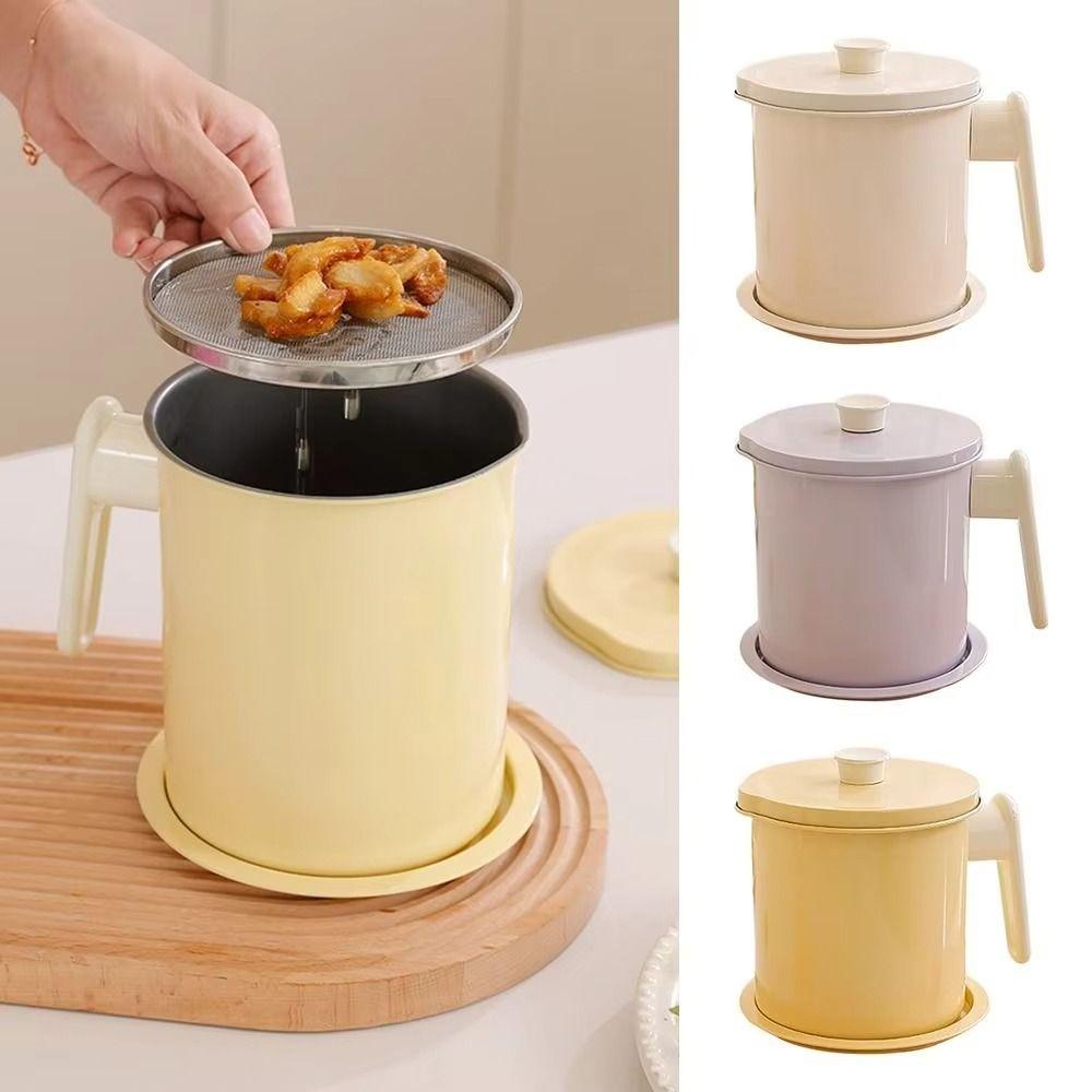 BPA-Free Grease Separator Anti-Leakage Stainless Steel Strainer Oil Filter Pot Deep Frying
