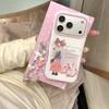 Корейский Граффити Кот Девочка Чехол для Телефона для iPhone 17 Pro Max с Цепочкой