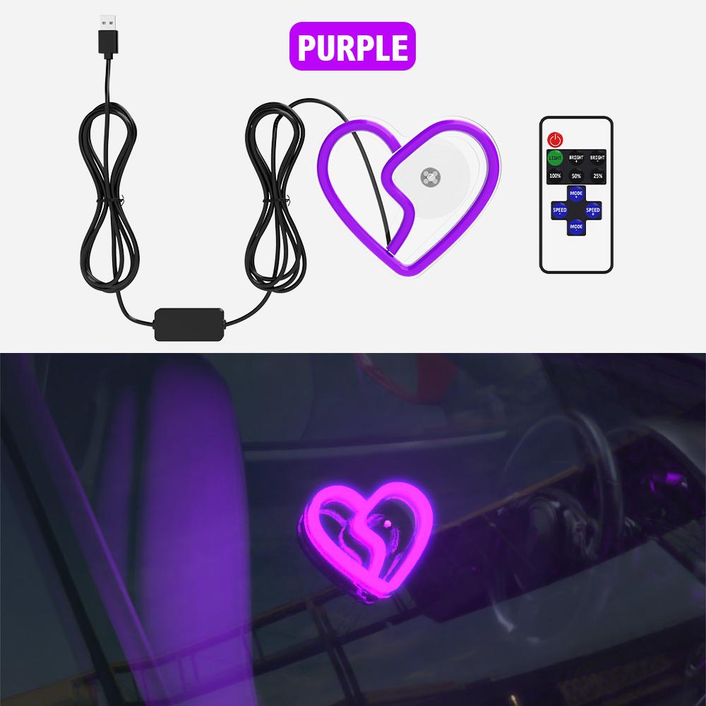 Светодиодные оконные автомобильные огни для автомобиля, неоновые огни для украшения автомобиля, светящиеся атмосферные огни в виде сердца, USB-проводка, внутренняя отделка