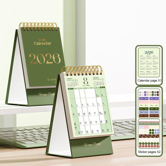 Мини настольный календарь 2026 Янв.2026 - Дек.2026 12-месячный планировщик Двойной проволочный переплет Стоячий перекидной Маленький настольный календарь для дома и офиса