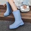 New Medium Tube Rain Shoes Women's Rubber Shoes Wear Non-slip Water Boots, Thick-soled Water Shoes and Velvet Rain Boots Are Fashionable